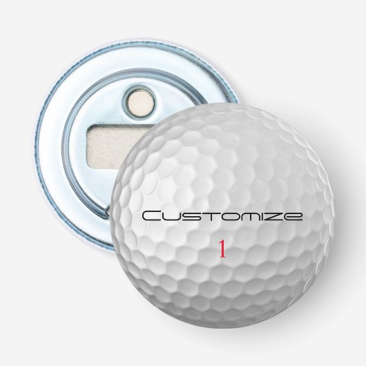 Serie 1 gepersonaliseerde golfbalcadeaus met handt button flesopener (Voorkant)