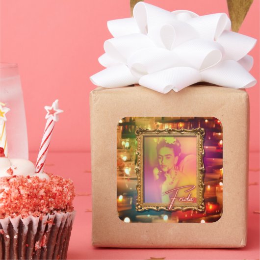 Serie Frida Kahlo #7 Vierkante Sticker (Feest)