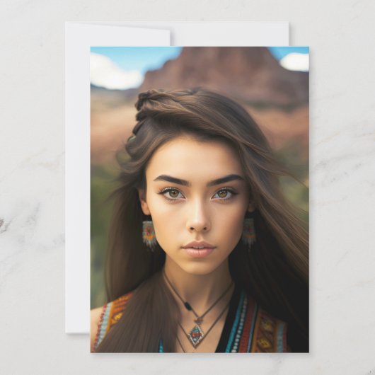 Serie jonge mooie inheemse Amerikaanse vrouwen Feestdagenkaart (Voorkant)