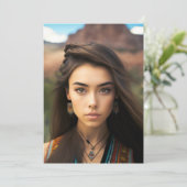 Serie jonge mooie inheemse Amerikaanse vrouwen Feestdagenkaart (Staand voorkant)