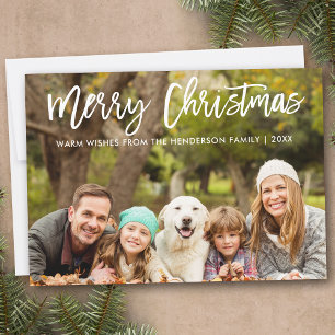 Serie kerstfamilie Foto modern penseelscript Feestdagenkaart
