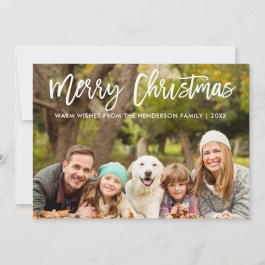 Serie kerstfamilie Foto modern penseelscript Feestdagenkaart (Voorkant)