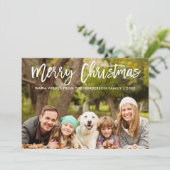 Serie kerstfamilie Foto modern penseelscript Feestdagenkaart (Staand voorkant)