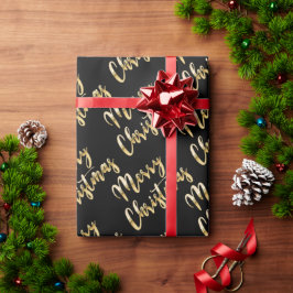 Serie kerstmis metallic goulic script zwart cadeaupapier