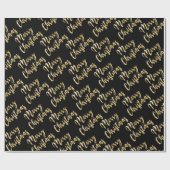 Serie kerstmis metallic goulic script zwart cadeaupapier (Vlak)