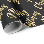 Serie kerstmis metallic goulic script zwart cadeaupapier (Rol Hoek)