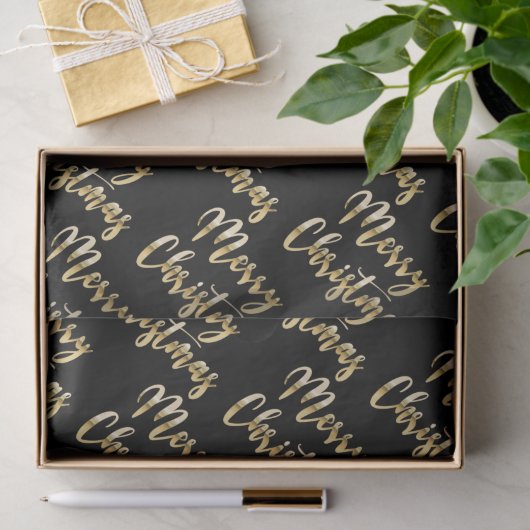 Serie kerstmis metallic goulic script zwart tissuepapier (Geschenk)