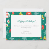 Serie met kerstpatronen Foto Blauwgroen Kaart (Achterkant)