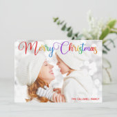 Serie met kerstregenboogletterserie  feestdagenkaart (Staand voorkant)