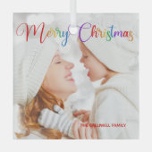 Serie met kerstregenboogletterserie glas ornament (Voorkant)