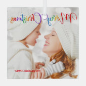 Serie met kerstregenboogletterserie glas ornament (Achterkant)