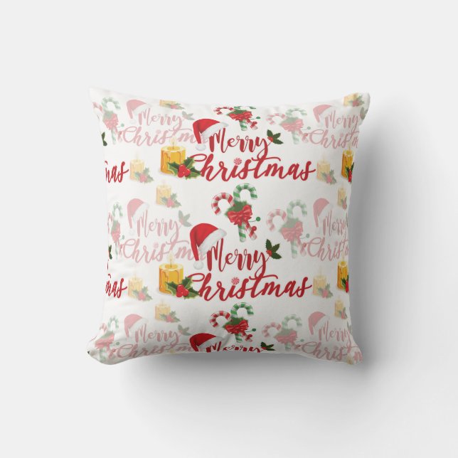 Serie met prettige kerstkalligrafie kussen (Voorkant)