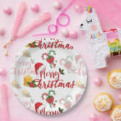 Serie met prettige kerstkalligrafie papieren bordje (Feest)