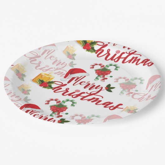 Serie met prettige kerstkalligrafie papieren bordje (Gekanteld)