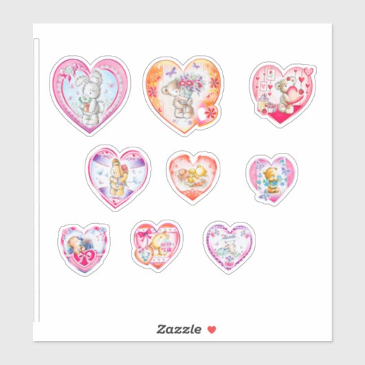 Serie schattige harten sticker (Vel)