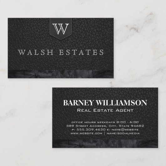 Serie Type Monogram / Lederen Achtergrond Visitekaartje (Voorkant / Achterkant)