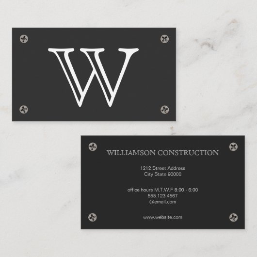 Serie Type Monogram | Metaalschroeven Visitekaartje (Voorkant / Achterkant)