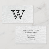 Serie Type Witte Monogram | Wit leder Visitekaartje (Voorkant / Achterkant)