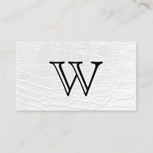 Serie Type Witte Monogram | Wit leder Visitekaartje (Voorkant)