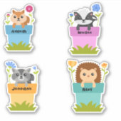 Serie van 4 koeiendieren in Stickers met tuinpotte (Voorkant)