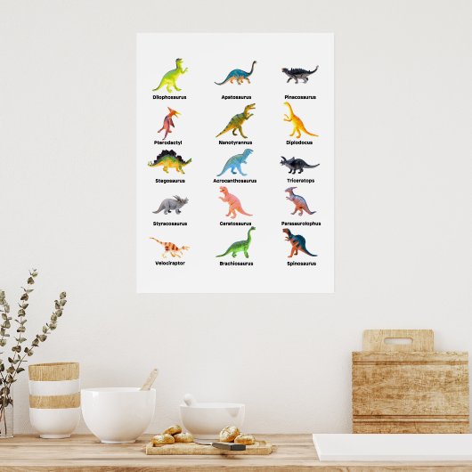 Serie van dinosaurussen poster (Keuken)