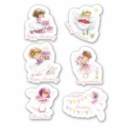 Serie van schattig meisjesplakboek sticker (Voorkant)