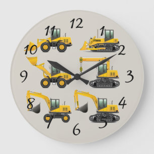 Serie van zware bouwapparatuur grote klok