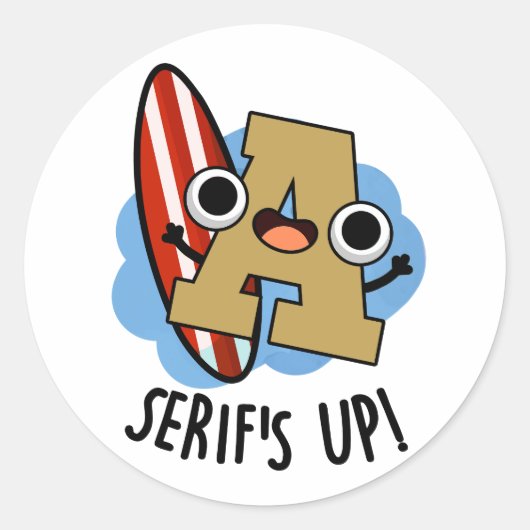 Serieert grappige lettertype woordspeling ronde sticker (Voorkant)
