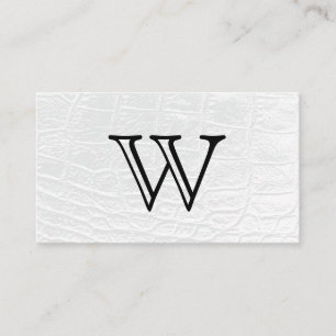 Serief Type Witte Monogram   Witte Leer Visitekaartje
