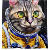 Seriële Astronaut Cat Artwork Douchegordijn (Voorkant)