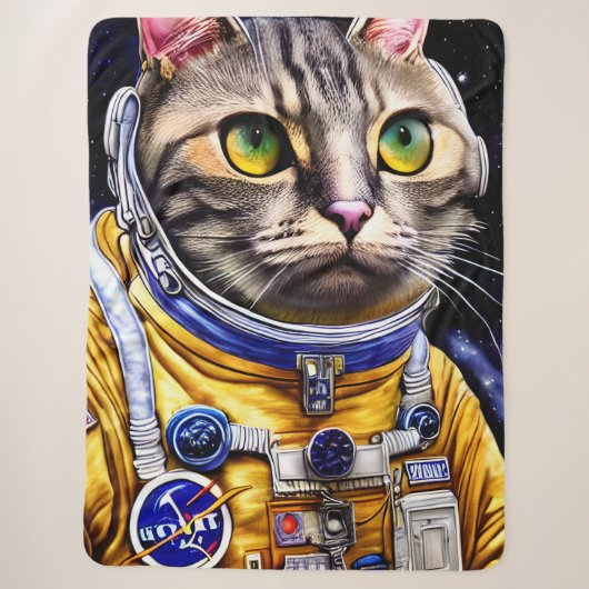 Seriële Astronaut Cat Artwork Sherpa Deken (Voorkant)