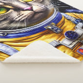 Seriële Astronaut Cat Artwork Sherpa Deken (3/4)