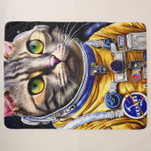 Seriële Astronaut Cat Artwork Sherpa Deken (Voorkant (horizontaal))