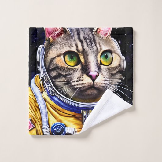 Seriële Astronaut Cat Artwork Washandje (Wasdoekje)