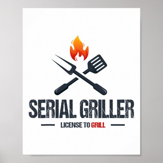 Seriële Griller BBQ Smoker Grillmaster Funny Grill Poster (Voorkant)
