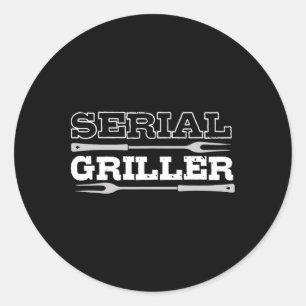 Seriële griller BBQ voor een fan van barbecue Ronde Sticker