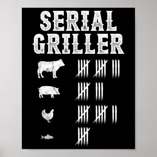 Seriële Griller Grappig Grillen Grill BBQ Master F Poster (Voorkant)