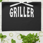 Seriële Griller Grappige BBQ Humor Gift Barbecue L Theedoek (Gevouwen)