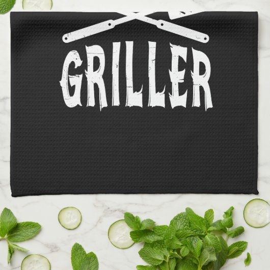 Seriële Griller Grappige BBQ Humor Gift Barbecue L Theedoek (Gevouwen)