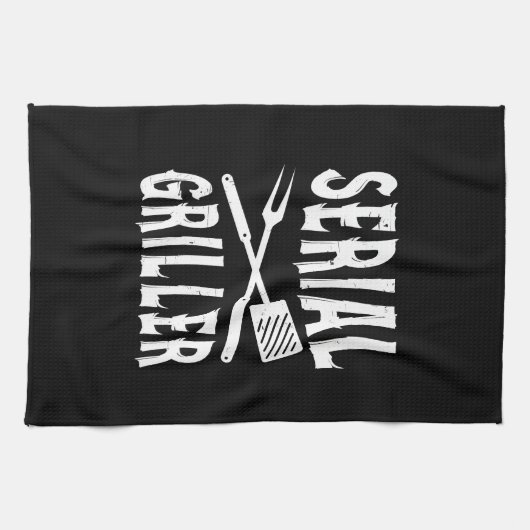 Seriële Griller Grappige BBQ Humor Gift Barbecue L Theedoek (Horizontaal)