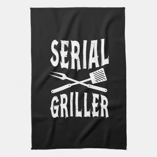 Seriële Griller Grappige BBQ Humor Gift Barbecue L Theedoek (Verticaal)