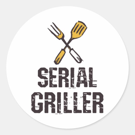 Seriële griller Grill BBQ Master Grill-messenerie Ronde Sticker (Voorkant)