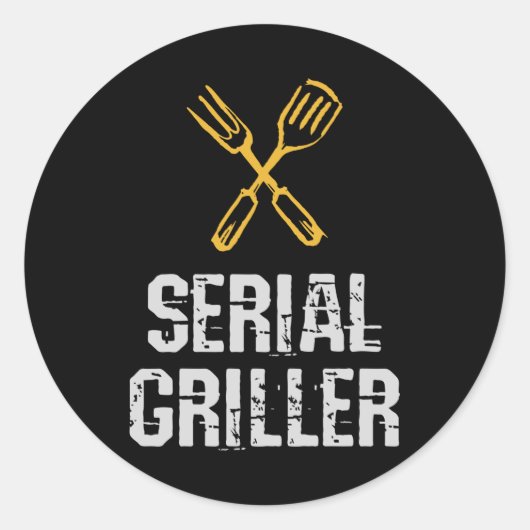 Seriële griller Grill BBQ Master Grill-messenerie Ronde Sticker (Voorkant)