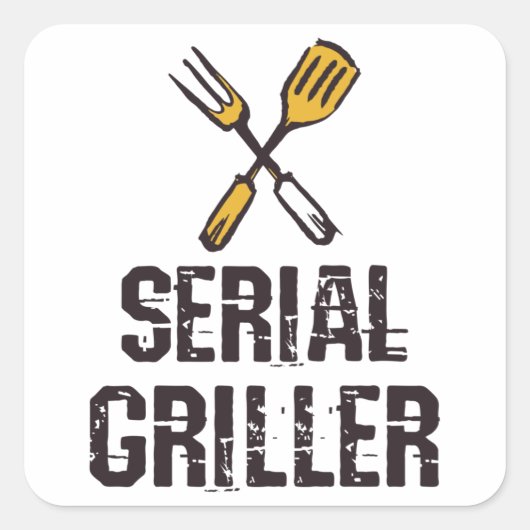 Seriële griller Grill BBQ Master Grill-messenerie Vierkante Sticker (Voorkant)
