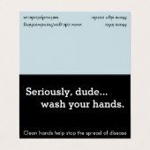 Seriële Man Handwash Reminder Tent Card Visitekaartje (Buitenkant ongevouwen)