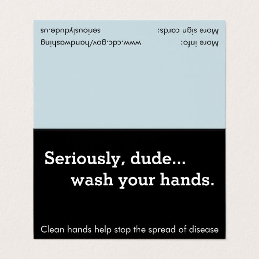 Seriële Man Handwash Reminder Tent Card Visitekaartje (Buitenkant ongevouwen)