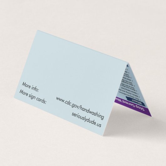 Seriële Man Handwash Reminder Tent Card Visitekaartje (Achterkant)