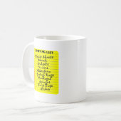 Seriële winkellijst voor de moordenaar! koffiemok (Voorkant links)