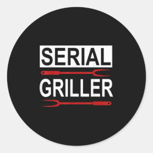 Seriemonteur - Grappige Bbq Serieel Grillen Ronde Sticker