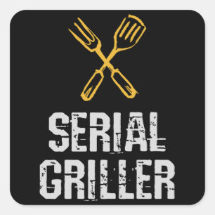 Seriemoordenaar grill Grill BBQ-meester Grill best Vierkante Sticker